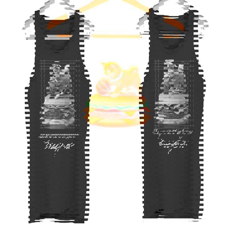 豆しば バスケットボール 豆柴 可愛い おしゃれ 面白い 動物 スポーツ 英字 ハンバーガー 犬 日本犬 柴犬 タンクトップ