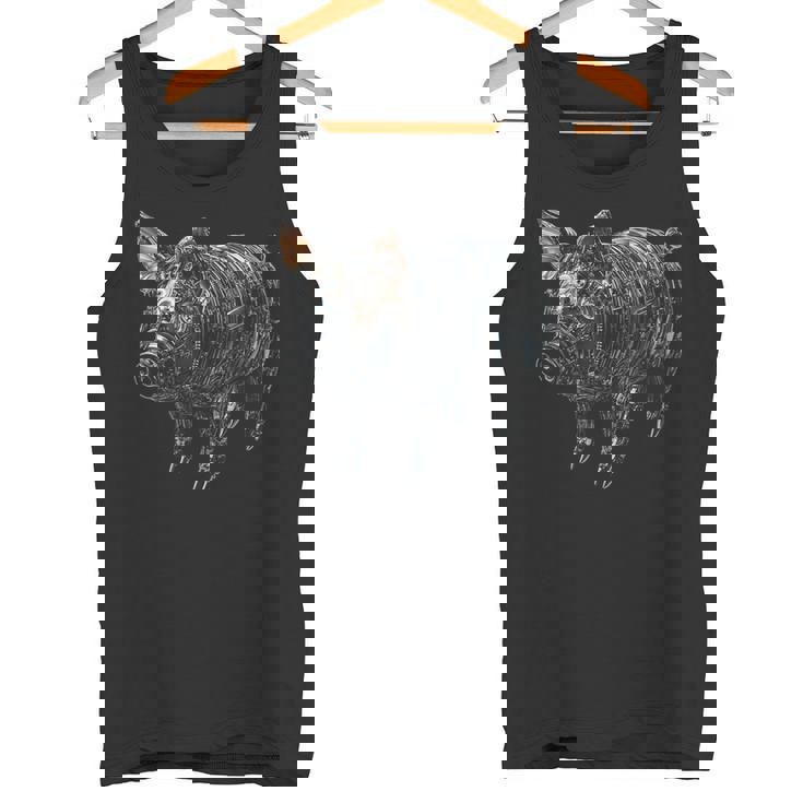 豚 動物 モチーフ アート 豚 タンクトップ