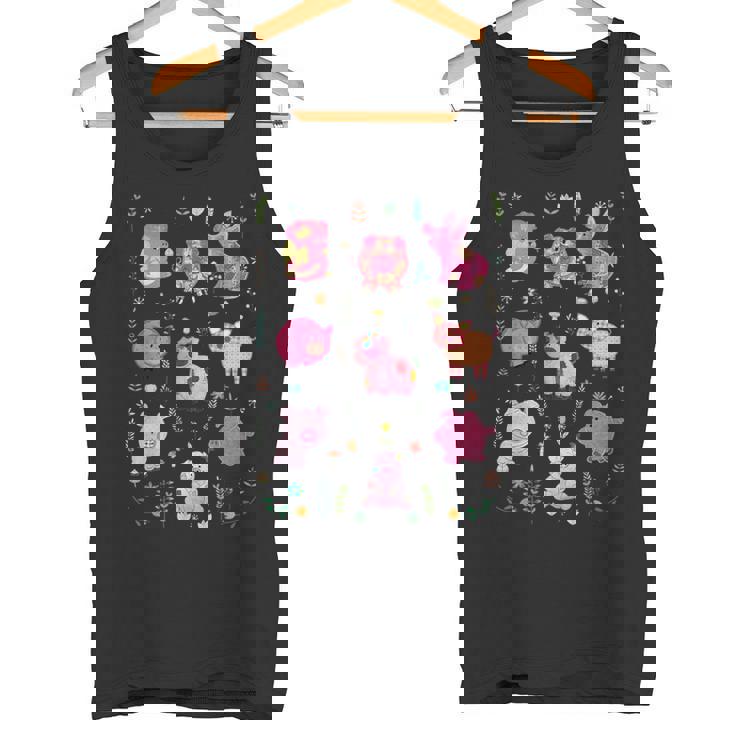 豚のかわいい刺しゅう 豚の恋人 タンクトップ