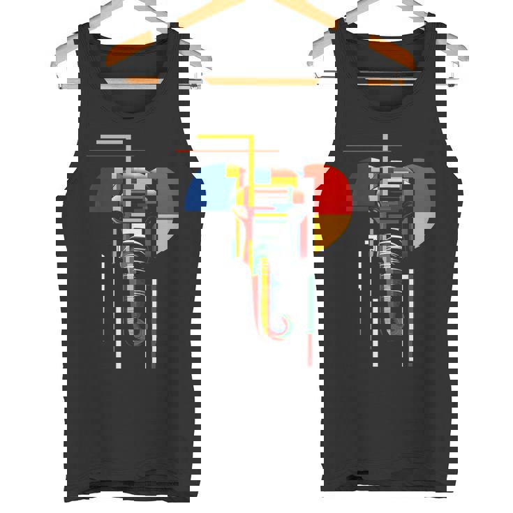 象 抽象 動物 アート 幾何学模様 グラフィック 象 タンクトップ