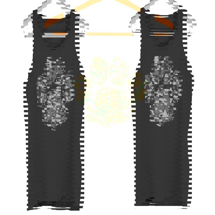 迷彩犬の足跡プリント アーミー犬 父親 タンクトップ