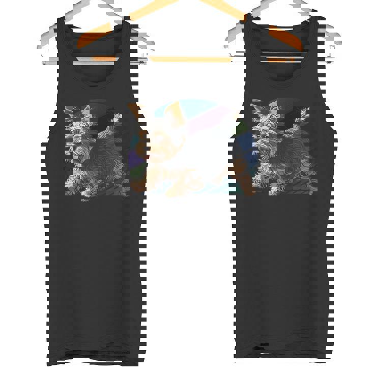 遊び心のあるヨークシャーテリア犬 ポップアート 誇り高きヨーキーオーナーズ タンクトップ