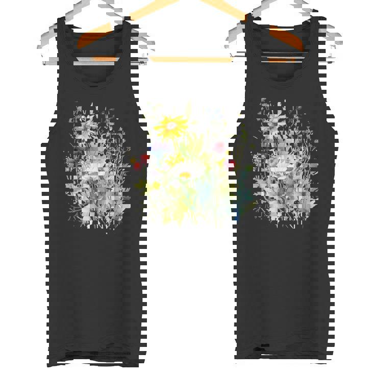 野生の花 ボタニカル 花 自然 ヴィンテージ フローラル グラフィック タンクトップ