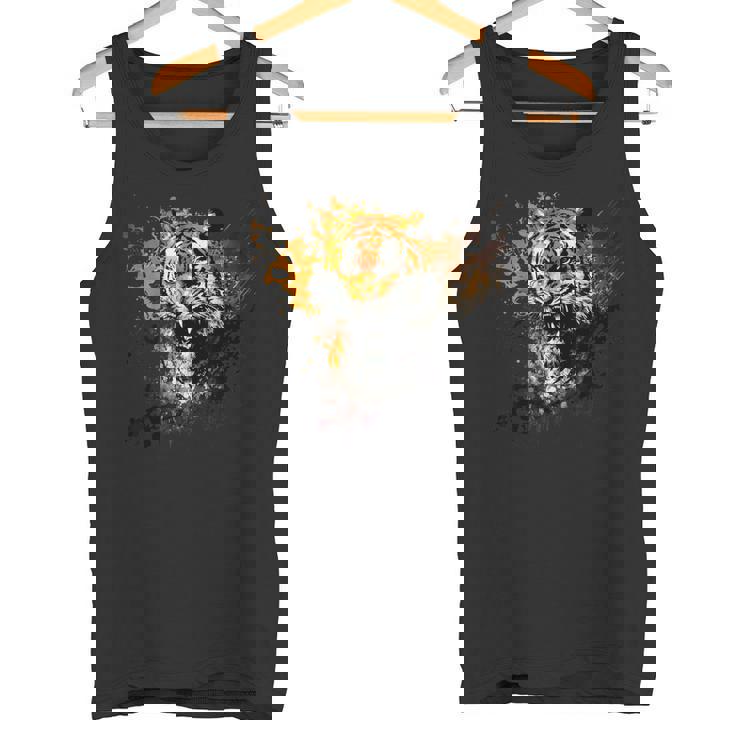 野生動物愛好家のためのアングリータイガー グラフィック タンクトップ