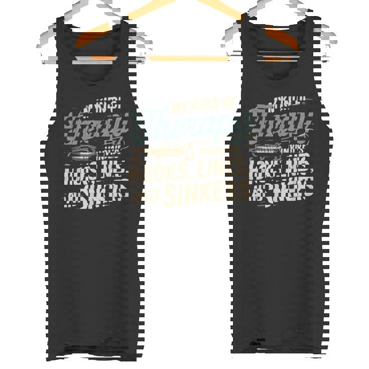 釣り My Kind Of Therapy フック ライン シンカー おもしろいことわざ タンクトップ