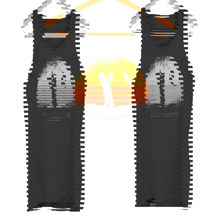 釣り人日没漁師釣り竿 タンクトップ