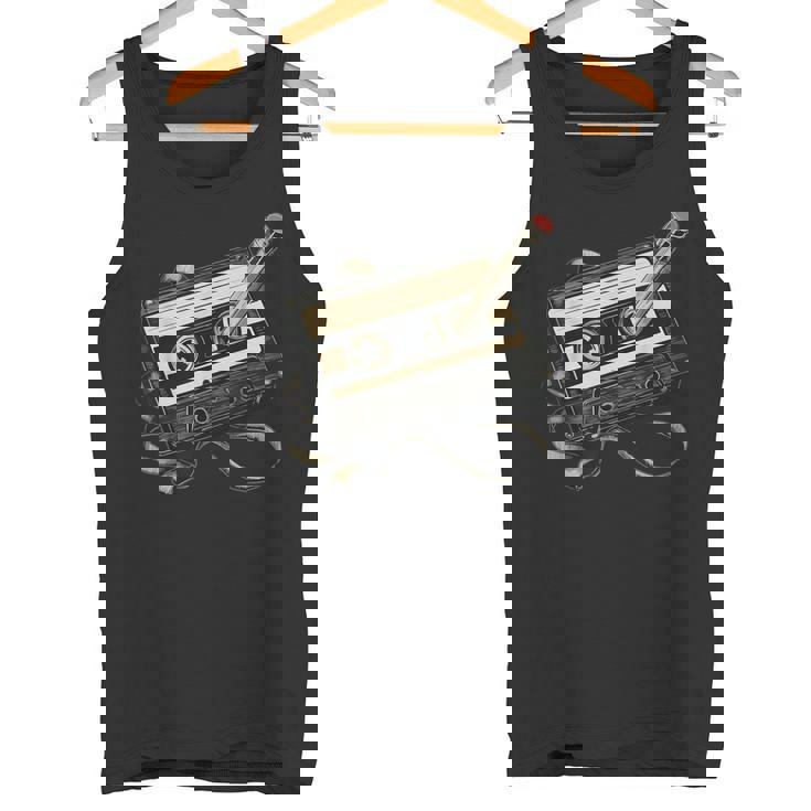 鉛筆巻き戻し付きレトロカセットテープ タンクトップ