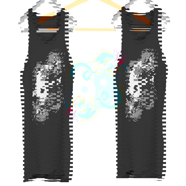 陰陽太極拳ドラゴンデザイン 瞑想用 太極拳 タンクトップ