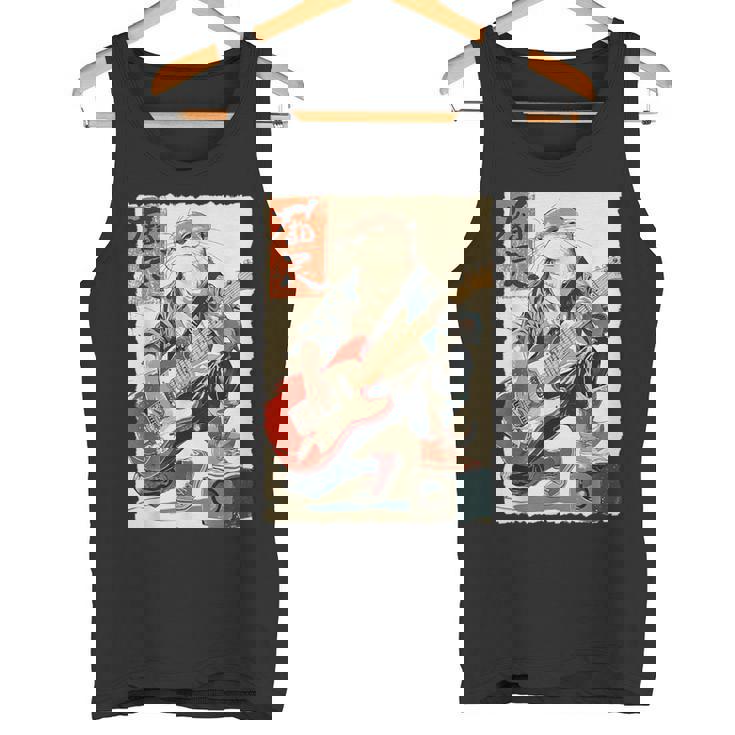 面白い 漫画 アニメ 日本美術 カワウソ ギターを弾く ロック タンクトップ