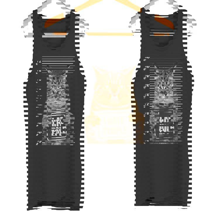 面白い 逮捕された犯罪者猫 マグショット I Hate People Cat Lover タンクトップ