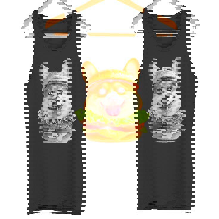 面白いtシャツ コーギー 犬 ハンバーガー メンズ 犬好き グッズ かわいい おもしろ 面白い 服 ネタ タンクトップ