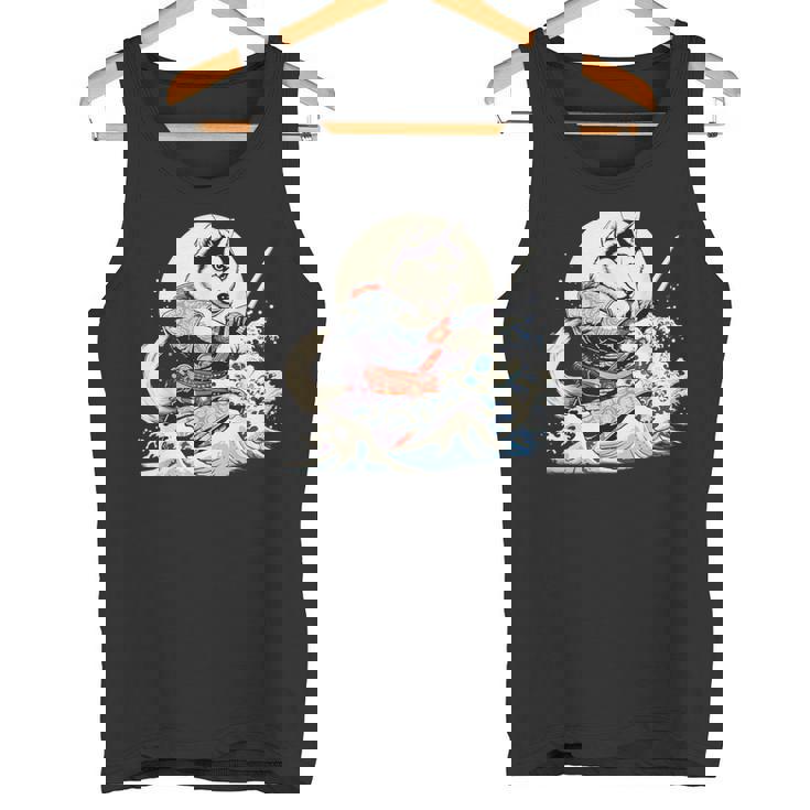 面白いtシャツ シベリアンハスキー 浮世絵 イヌ わんこ メンズ 犬好き グッズ おもしろ 面白い 服 ネタ タンクトップ