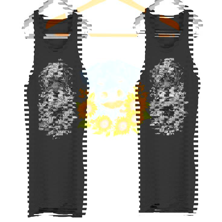 面白いtシャツ シュナウザー ひまわり イヌ メンズ 好き グッズ かわいい おもしろ 面白い 服 ネタ タンクトップ