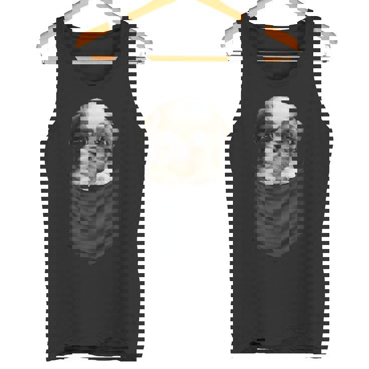 面白いtシャツ シーズー ポケット イヌ わんこ メンズ 犬好き グッズ おもしろ 面白い 服 ネタ タンクトップ