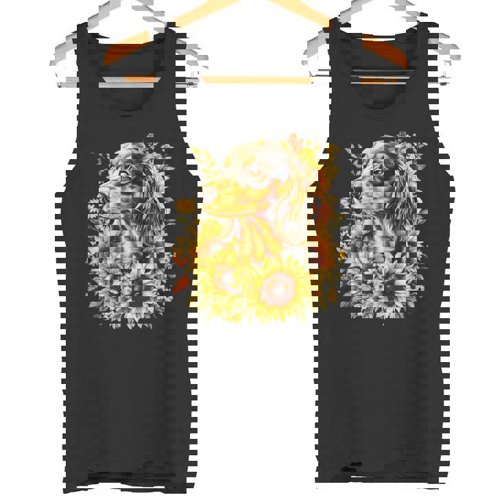 面白いtシャツ ダックスフンド ひまわり わんこ メンズ グッズ かわいい おもしろ 面白い 服 ネタ タンクトップ