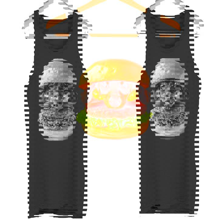 面白いtシャツ ダックスフンド 犬 ハンバーガー メンズ グッズ かわいい おもしろ 面白い 服 ネタ タンクトップ