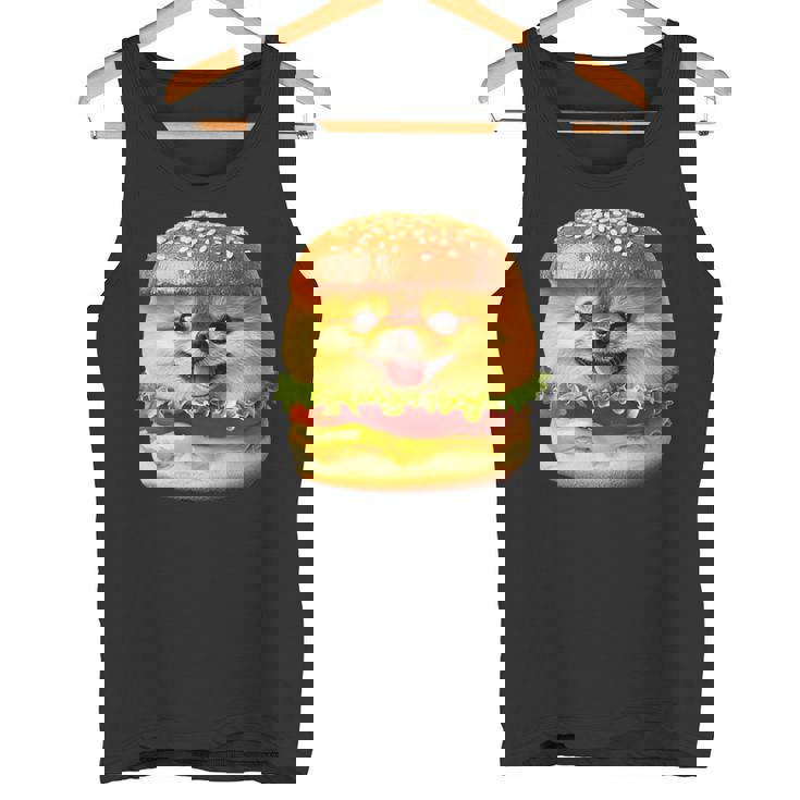 面白いtシャツ ポメラニアン 犬 ハンバーガー メンズ 犬好き グッズ かわいい おもしろ 面白い 服 ネタ タンクトップ