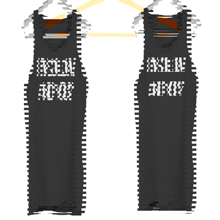 面白いtシャツ 下ネタ 文字 ダジャレ メンズ おもしろtシャツ ジョーク 男性用 英語 I'mo Low タンクトップ