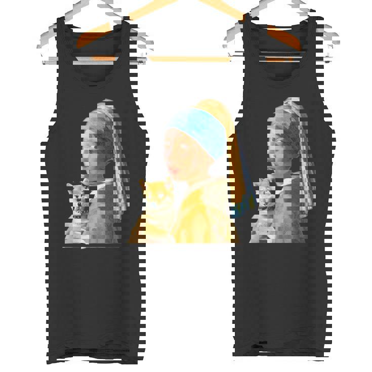 面白いtシャツ 柴犬 フェルメール わんこ メンズ 犬好き グッズ かわいい おもしろ 面白い 服 ネタ タンクトップ