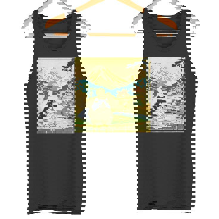 面白いtシャツ 猫 ネコ 温泉 メンズ 猫好き グッズ おもしろ 面白い 服 ネタ 猫の下僕 浮世絵 タンクトップ