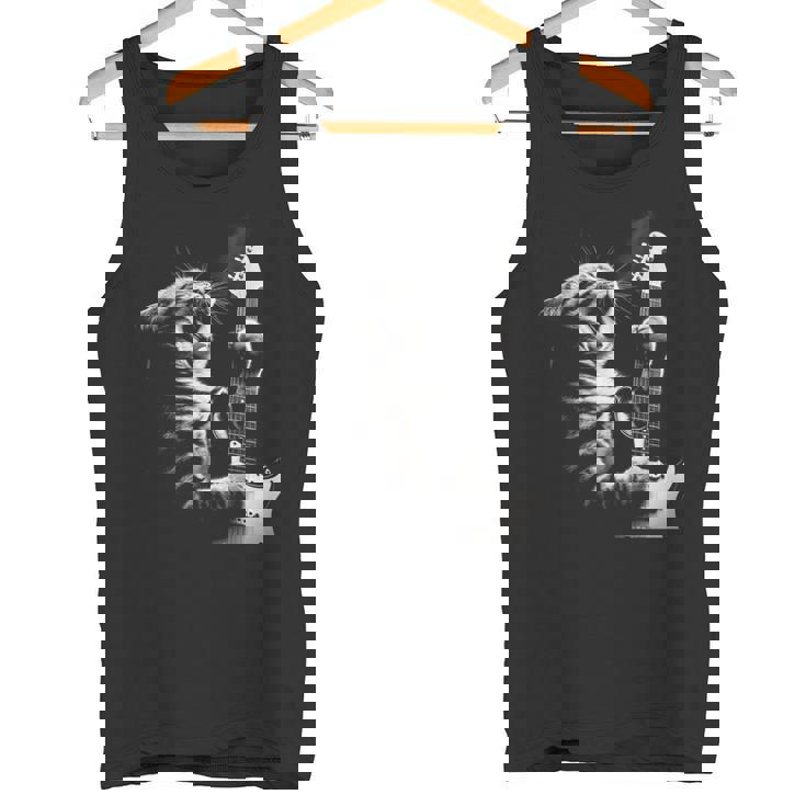 面白いギター 猫 ギターを弾く タンクトップ