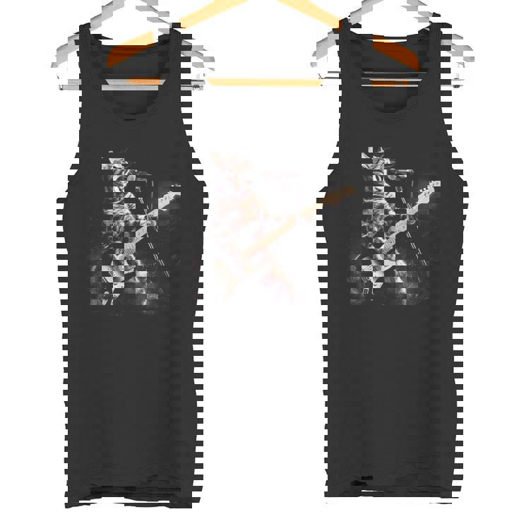 面白いギター猫 エレキギターで遊ぶ ロックスターキャット タンクトップ