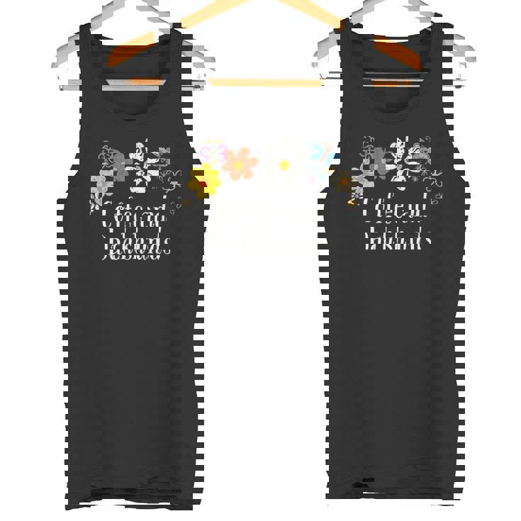 面白いコーヒーとダックスフントの花を言う タンクトップ