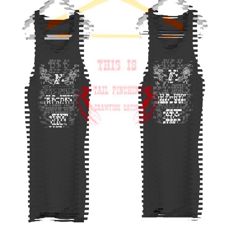 面白いザリガニの恋人シーフードザリガニを食べる タンクトップ