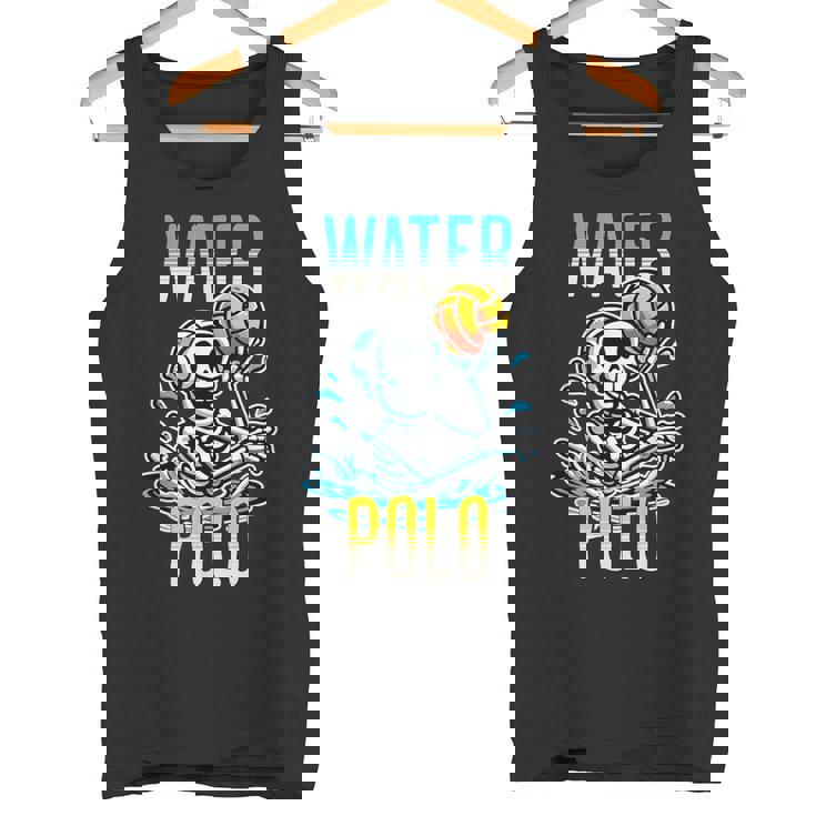 面白いスケルトン水球スポーツファン漫画スタイル タンクトップ