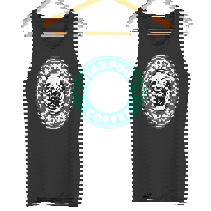 面白いパグ&コーヒー タンクトップ