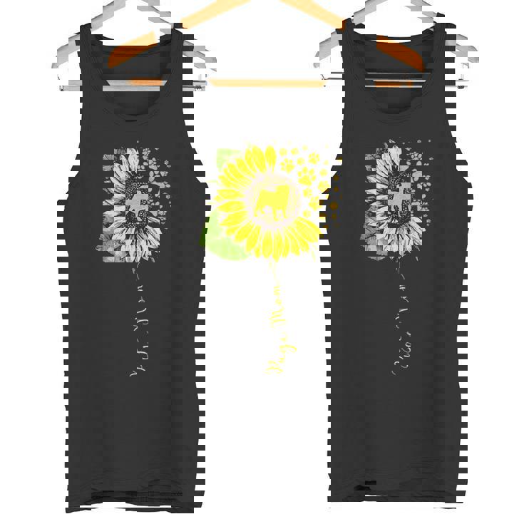 面白いパグママ ひまわり 母の日 パグ 犬好き タンクトップ