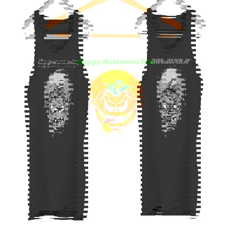 面白いパンプキン&ムーン ハッピーハロウィンデー タンクトップ