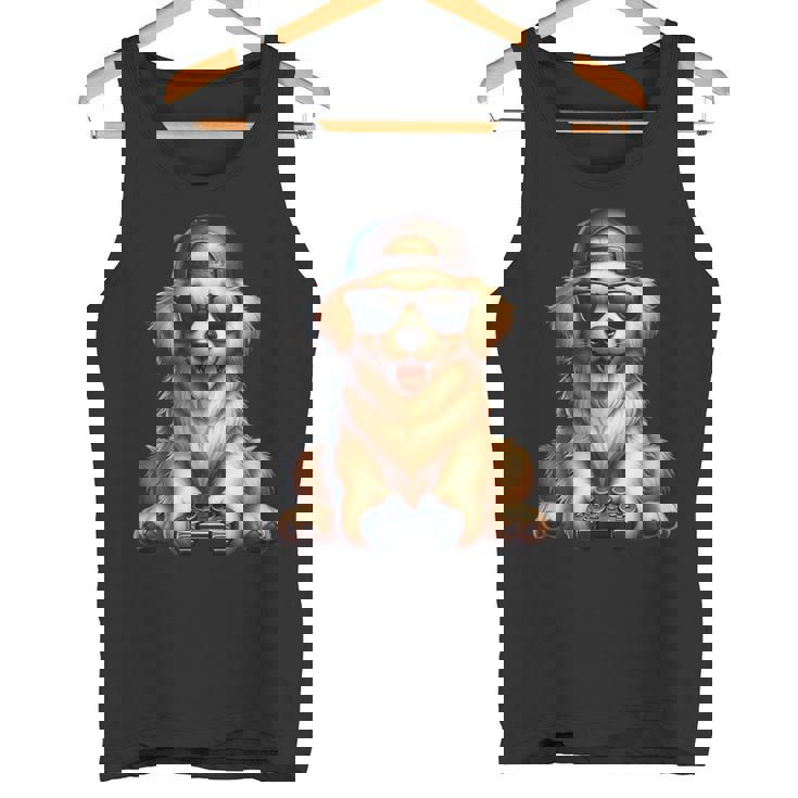 面白いビデオゲーム グラフィック イエロー ラブラドール犬 遊ぶゲーム タンクトップ