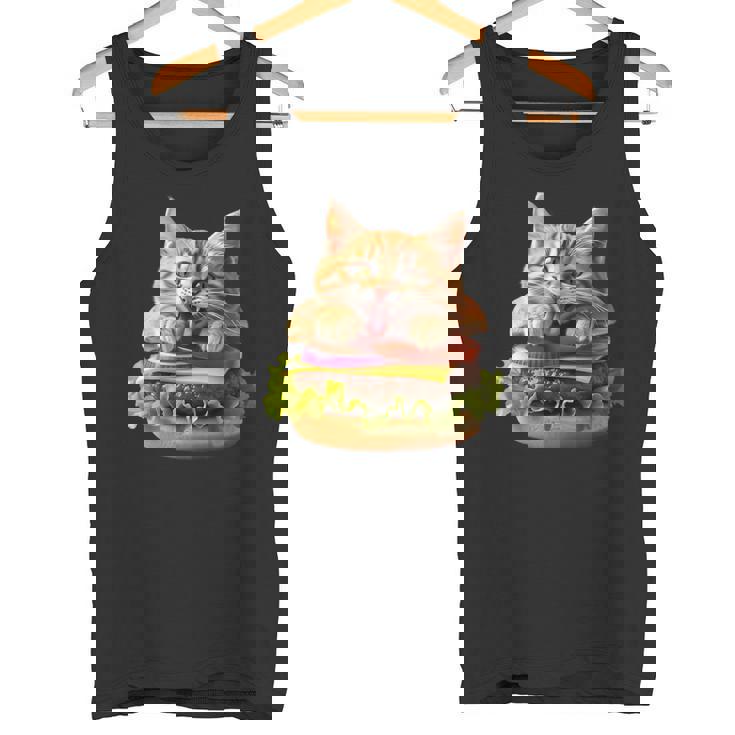 面白いファーストフードハンバーガー愛好家猫猫愛好家 Britishhorthair Burger Cat Food タンクトップ