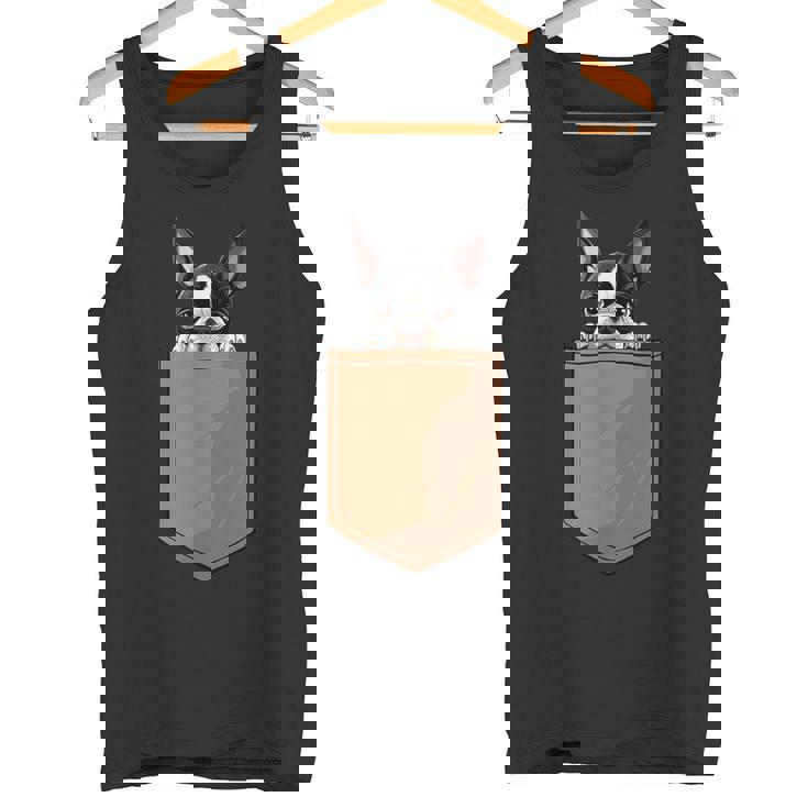 面白いボストンテリア 犬のポケットデザイン ボストンテリア愛好家 タンクトップ