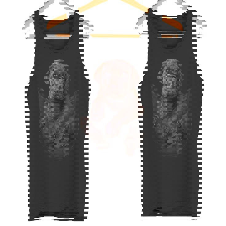 面白いラブラドールレトリバーをポケットに入れてチョコレートラボ用 タンクトップ