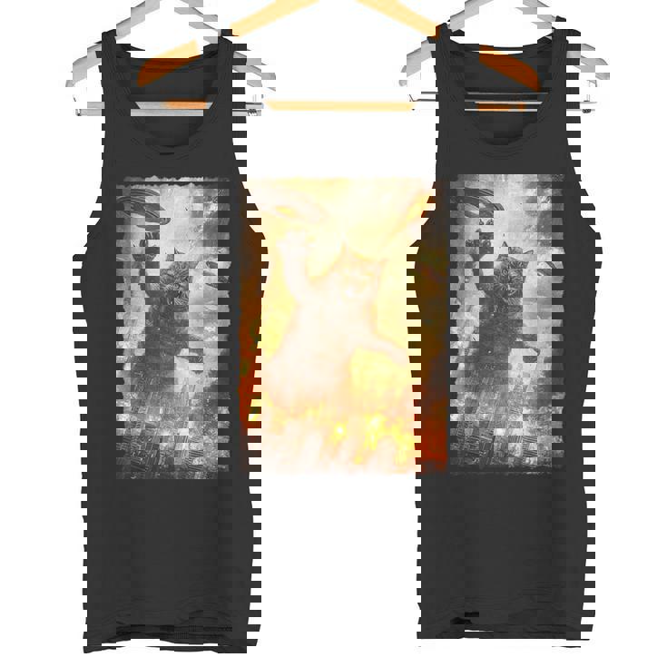 面白いレトロ日本の怪獣モンスター猫セルフィー東京ufo タンクトップ