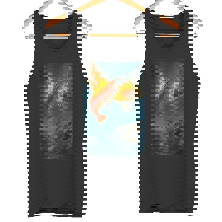 面白い燃えるようなエビスラムダンキングサメのミーム。 タンクトップ