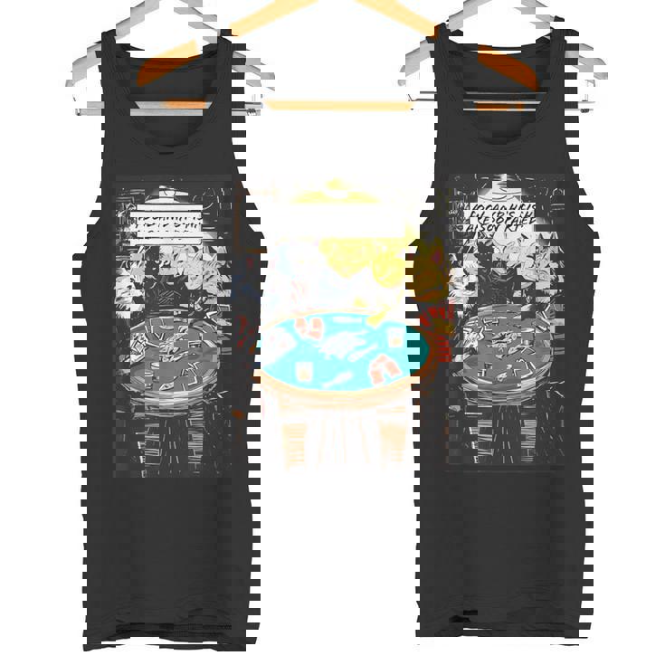 面白い猫のグラフィックプレイの猫ポーカープレイヤーは深刻なポーカーをプレイします タンクトップ