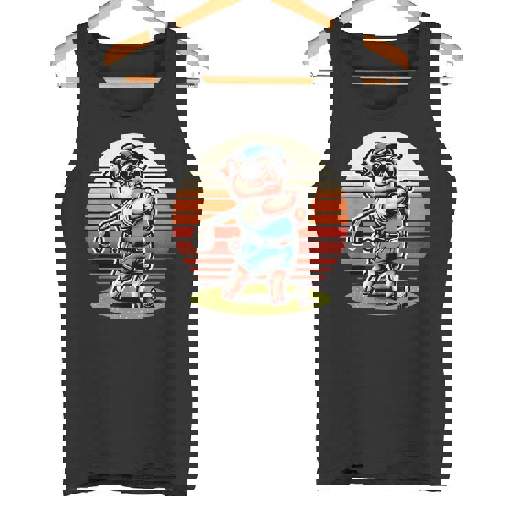 面白い豚ゴルファークールなゴルフスポーツクラブデザイン。 タンクトップ