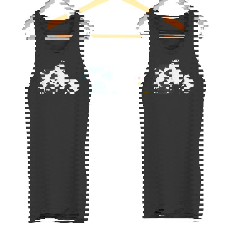 面白くてかわいい牛と鶏 牛柄 卵 漫画 タンクトップ