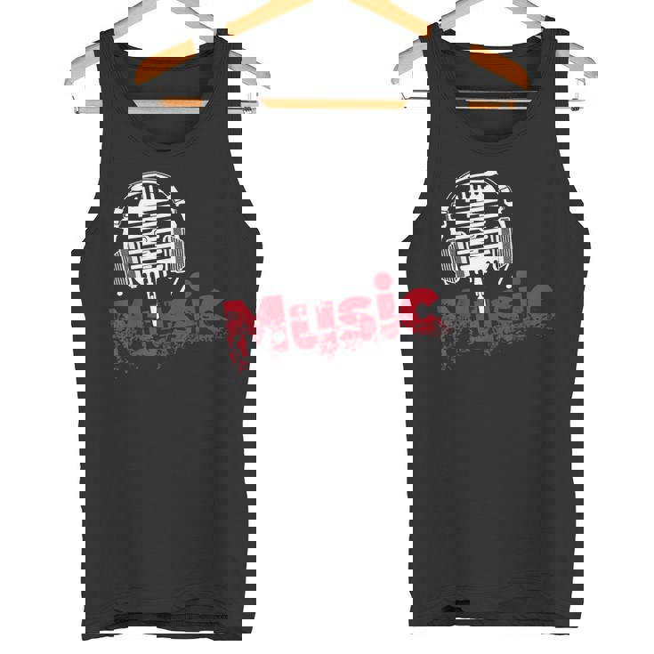 音楽 マイク ヘッドホン 日常 テキスト シンプル レトロ タンクトップ