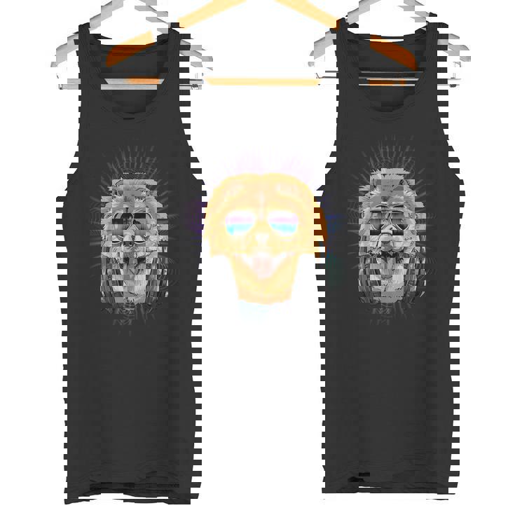 音楽チャウチャウdjヘッドフォン付き 音楽犬愛好家 タンクトップ