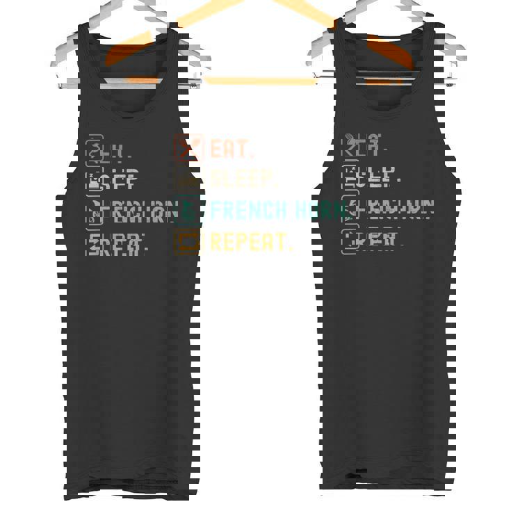 食べる、寝る、フレンチ ホルン リピート 面白いフレンチ ホルン愛好家 タンクトップ