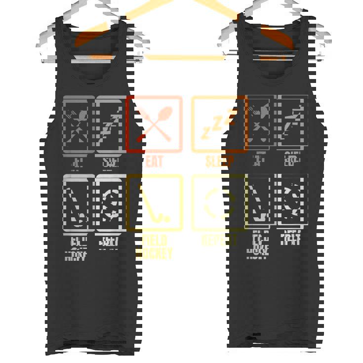 食べる寝るフィールドホッケーの繰り返し タンクトップ