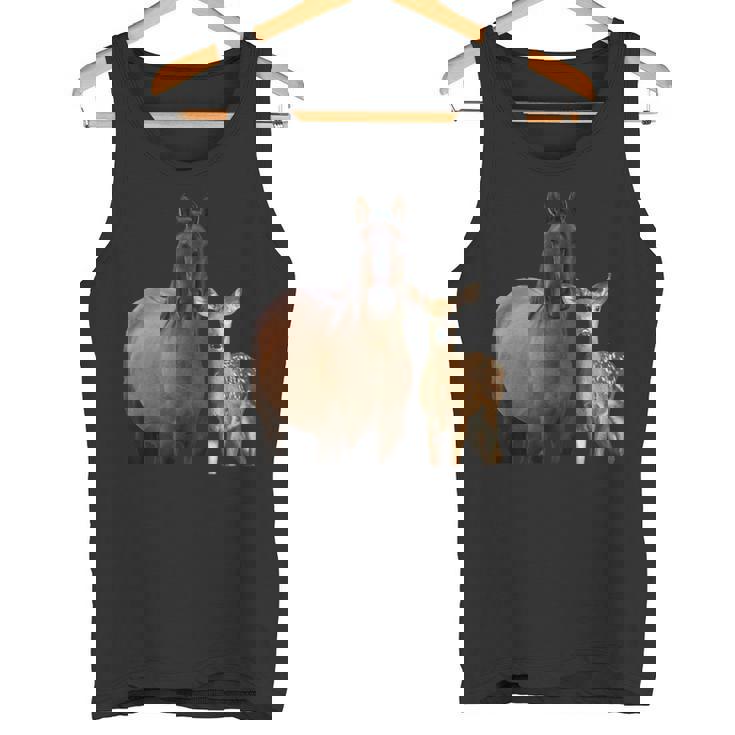 馬 鹿 面白いtシャツ バカ メンズ おもしろ 面白い 服 オリジナル おもしろグッズ ネタ 動物 ウマ シカ タンクトップ