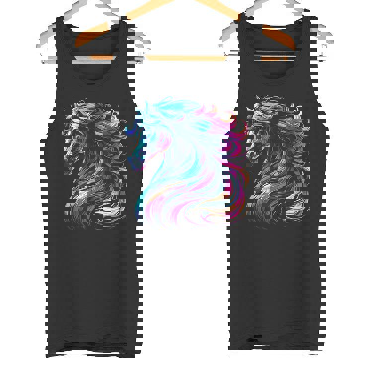 馬愛好家のための鮮やかな馬のファンタジー タンクトップ