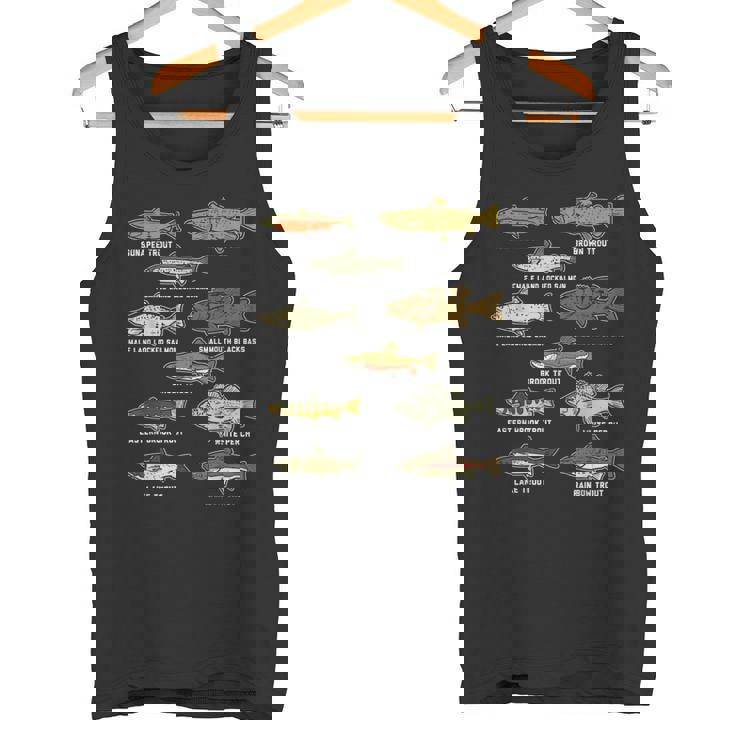 魚の種のトラウトのサーモンのバス釣りの漁師のアングラーのギフト タンクトップ