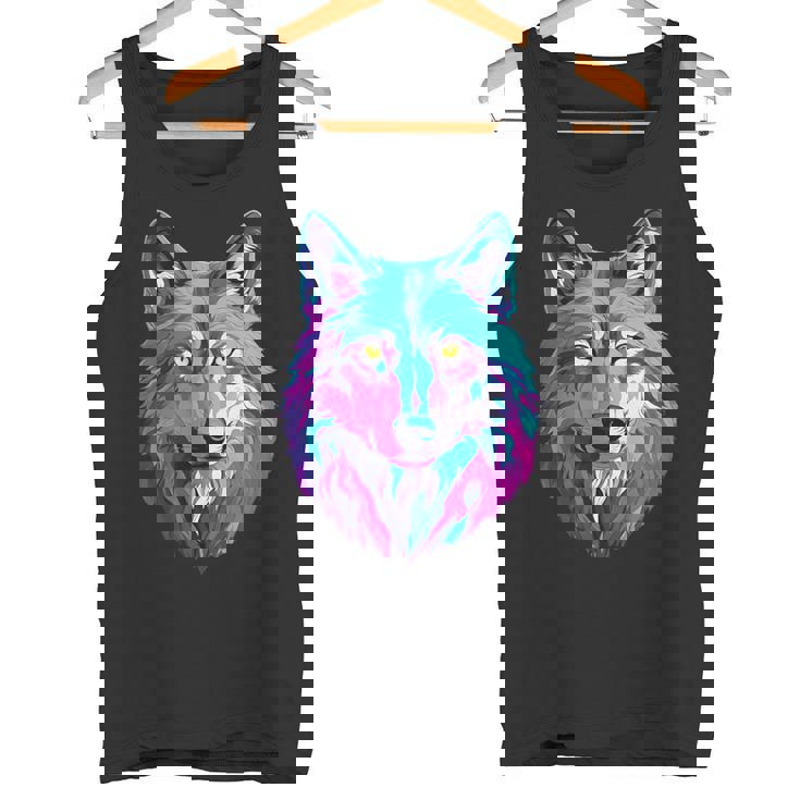 鮮やかなマルチカラーオオカミ タンクトップ