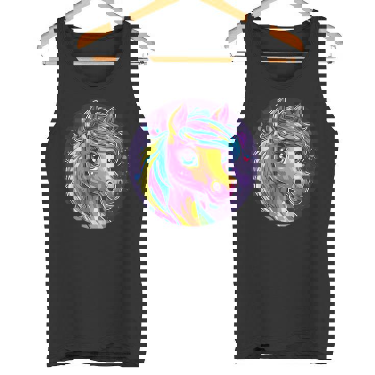 鮮やかな虹色の馬の魔法の夢 タンクトップ